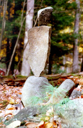 A balanced rock sculpture in Narrowsburg, NY.